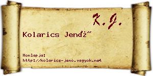 Kolarics Jenő névjegykártya
