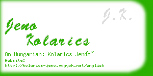 jeno kolarics business card